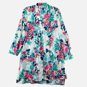 Coolibar Womens UPF 50+ Sun Protection Floral Shirt L Tunic Beach Cover Up